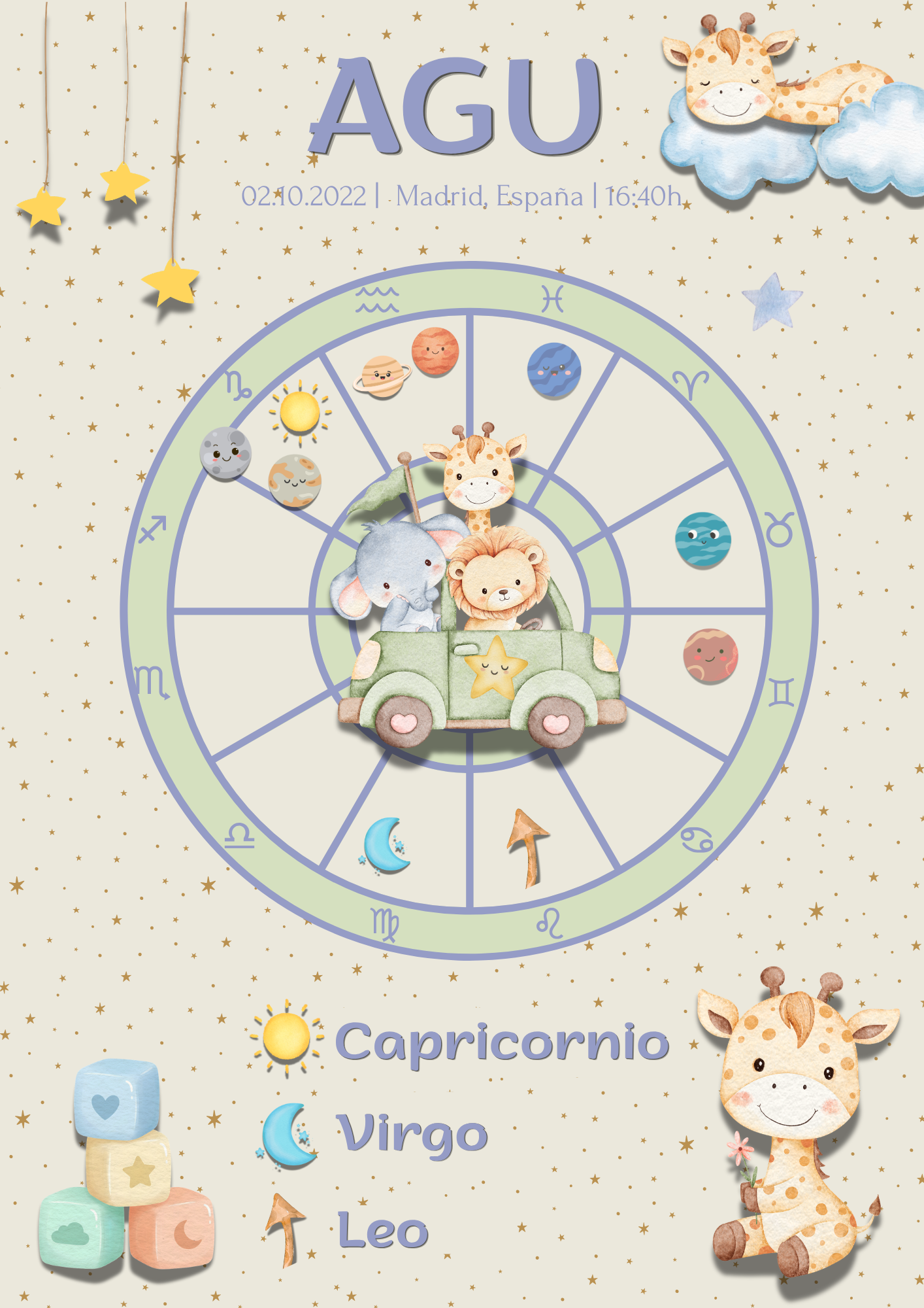 Póster Personalizado de Carta Astral · Pequeños Viajeros ✦